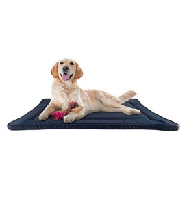 Waterproof Dog Bed - 38.75x25 Large Dog Bed with Raised Edge - Easy-to-clean Multi-Purpose crate Mat for Home and car Travel by PETMAKER (Navy)