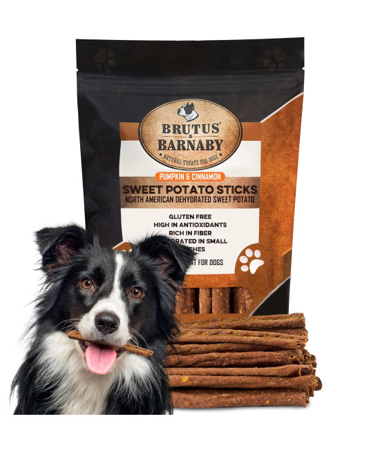 USASweet Potato Dog Treats - Grain Free, Cinnamon Pumpkin Crunchy Sticks are Great Tasting, Promote Positive Dog Gut Health with Natural Anti-Diarrhea Properties, no Preservatives Added