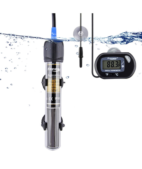 FREESEA 25 Watt Aquarium Betta Fish Tank Heater with Aquarium Submersible Thermometer