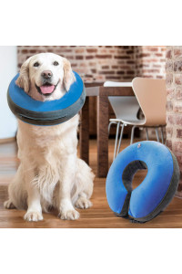 GoodBoy Comfortable Recovery E-Collar for Dogs and Cats - Soft Inflatable Donut Collar Designed for Protecting Small Medium or Large Pets Post Surgery or Wounds (Grey, 2)