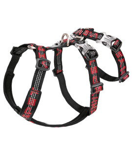 Chai's Choice - Premium No-Pull Dog Harness - Double H Trail Runner, 3M Reflective Vest for Dogs (Large, Black/Red)