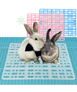 RUBYHOME 4 Pieces Rabbit Mats for Cages Rabbit Guinea Pig Hamster and Other Small Animal Cage Hole Mat with 8 Fixed Tabs (Blue)