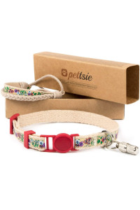 Pettsie Cat Collar Breakaway Safety and Friendship Bracelet, ID Tag Tube, Durable, Comfortable and Soft Cotton for Sensitive Skin, D-Ring for Accessories, Carton Box, Adjustable 7.5-11.5 Inches, Red