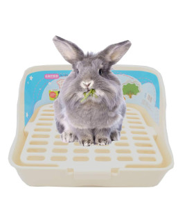 Rabbit Cage Litter Box Easy to Clean Potty Trainer for Cat Adult Guinea Pig Ferret Small Animals (White)