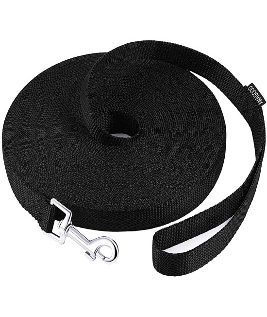 AmaGood Dog/Puppy Obedience Recall Training Agility Lead-15 ft 20 ft 30 ft 50 ft Long Leash-for Dog Training,Tie Out,Play,Safety,Camping (15 feet, Black)