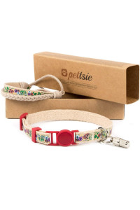 Pettsie Kitten Collar Breakaway Safety and Friendship Bracelet, ID Tag Tube, Durable, Comfortable and Soft Cotton for Sensitive Skin, Carton Box, D-Ring for Accessories, Adjustable 5-8 Inches, Red