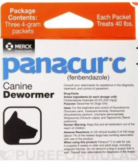 Panacur c canine Dewormer Dogs 4 gram Each Packet Treats 40 lbs (3 Packets) (3 Pack)