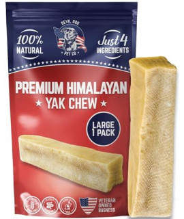 Devil Dog Pet Co Yak Cheese Dog Chews - Premium All Natural Dog Treats for Aggressive?Chewers - Long Lasting, Limited Ingredient and Odorless - USA Veteran Owned Business (Large - 1 Pack)