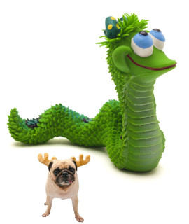 Smiley Snake Sensory Squeaky Rubber Dog Toy for Small & Medium Dogs (Green) Natural Rubber (Latex) Lead Chemical-Free Complies with Same Safety Standards as Children's Toys Soft Unstuffed