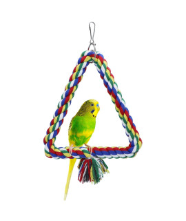 Wontee Bird Triangle Rope Swing Colorful Perch Chewing Toy for Parrots Budgie Parakeet Cockatiel Cockatoo (S)