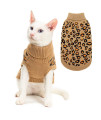 Winter Warm Cat Sweater Turtleneck Puppy Pets Sweater Knit Vest Fashion Leopard for Cats Puppy Small Animals Brown Medium