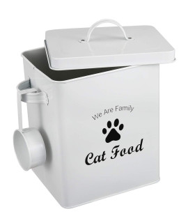 Geyecete Pet Treat and Food Storage Tin with Lid - 5lbs Capacity - Serving Scoop Included ?-CAT