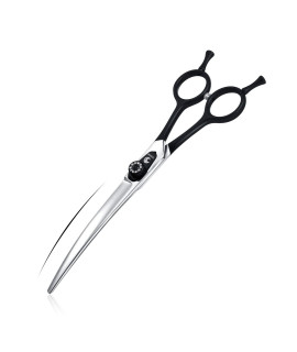 7.0?og Grooming Scissors Curved Japanese 440c Stainless Steel Shears for Pet? Face/Ear/Ear/Body Pet Grooming Shears for Trimming Small Cat/Dog/Pet Hair Cutting Scissors Black and Silver Pets Scissor