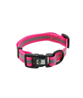 NIMBLE Dog Collar Waterproof Pet Collars Anti-Odor Durable Adjustable PVC & Polyester Soft with Reflective Cloth Stripe Basic Dog Collars S/M/L Sizes (Small (9.45?14.17?nches), Pink)