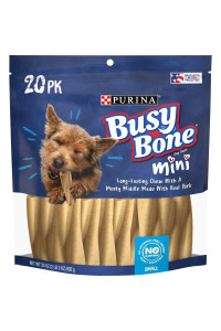 Busy Purina Bone Dog Chew Mini Dog Treats for Small Dogs, 20 ct. Pouch