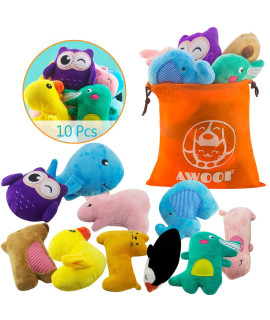 AWOOF Puppy Toys, 10 Pack Cute Puppy Plush Chew Squeaky Dog Toys for Boredom, Puppy Teething Toys for Medium to Small Dogs