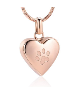 zeqingjw Pet Cremation Jewelry for Ashes Pendant Paw Print Pet Heart Urn Necklace Memorial Keepsake Jewelry for Pet/Dog's/Cat's Ashes (Rose Gold)