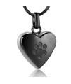 zeqingjw Pet Cremation Jewelry for Ashes Pendant Paw Print Pet Heart Urn Necklace Memorial Keepsake Jewelry for Pet/Dog's/Cat's Ashes (Black)