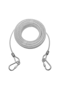 Mihachi 50Ft Dog Tie Out Cable for Dog Up to 250lbs, Dog Runner Leads for Yard, Steel Wire Rust- Proof Training Tether for Medium to Large Dog Chains Outside