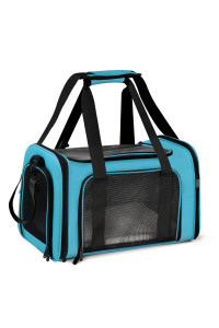 Henkelion Pet Carrier for Small Medium Cats Puppies up to 15 Lbs, Airline Approved Small Dog Travel Puppy Carrier Soft Sided, Collapsible - Blue
