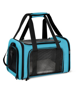 Henkelion Pet Carrier for Small Medium Cats Puppies up to 15 Lbs, Airline Approved Small Dog Travel Puppy Carrier Soft Sided, Collapsible - Blue