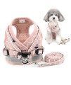 Zunea No Pull Small Dog Harness and Leash Set Adjustable Reflective Step-in chihuahua Vest Harnesses Mesh Padded Plaid Escape Proof Walking Puppy Jacket for Boy girl Pet Dogs cats Pink L