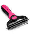 Maxpower Planet Pet grooming Brush - Double Sided Shedding and Dematting Undercoat Rake for Dogs and cats - Extra Wide Dog grooming Brush, Dog Brush for Shedding, cat Brush, Dog Brush, Pet comb, Pink