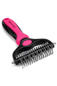 Maxpower Planet Pet grooming Brush - Double Sided Shedding and Dematting Undercoat Rake for Dogs and cats - Extra Wide Dog grooming Brush, Dog Brush for Shedding, cat Brush, Dog Brush, Pet comb, Pink