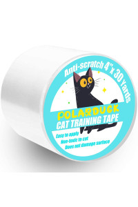 Polarduck Anti cat Scratch Tape, 4 inches x 30 Yards cat Training Tape, 100% Transparent clear Double Sided cat Scratch Deterrent Tape, Furniture Protector for couch, carpet, Doors, Pet & Kid Safe