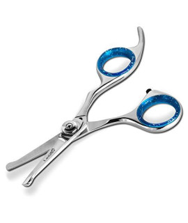 Laazar Pro dog grooming scissors, Straight Pet grooming shears, with Safety Round Tip, Ball Point for easy and safe use. Premium Sharp Long Lasting Professional Hair Trimming Scissors (4.5 Inches)