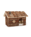 Wontee Hamster Wood House Hamster Hideout Hut for Dwarf Hamsters Mice Small Gerbils (Medium)