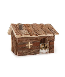 Wontee Hamster Wood House Hamster Hideout Hut for Dwarf Hamsters Mice Small Gerbils (Medium)
