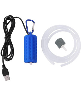 Useekoo USB Aquarium Air Pump, Ultra Durable & Quiet USB Nano Air Pump, Small Air Bubbler for Aquarium Fish Tank with Air Stone and Silicone Tube - Dark Blue