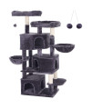 FEANDREA Large Cat Tree with 3 Cat Caves, 164 cm Cat Tower, Smoky Grey PCT98G
