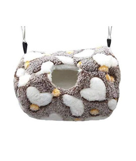 WowowMeow Parrot Nest Bed Winter Plush Warm Hanging cave cage Hammock House for Hamsters Birds (coffee)