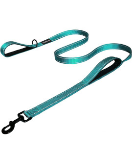 DOgSAYS Dog Leash 5ft Long Traffic Padded Two Handle Heavy Duty Double Handles Lead for Large Dogs or Medium Dogs Training Reflective Leashes Dual Handle (5 FT, Teal)