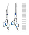 Pets vv 3 Pack Dog Grooming Scissors with Safety Round Tip, Perfect Stainless Steel Up-Curved Grooming Scissors Kit Thinning Cutting Shears Comb Pet Dog Grooming Supplies Trimmer for Dogs and Cats