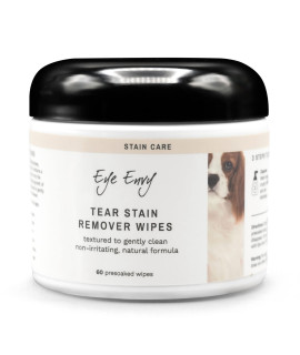 Eye Envy Tear Stain Wipes for Dogs Textured to gently clean Presoaked in 100% Natural Formula Recommended by AKc Breeders, Vets, groomers Treats The cause of Staining 60 count