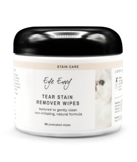 Eye Envy Tear Stain Wipes for cats Textured to gently clean, Treats The cause of Staining 100% Natural Formula Recommended by Persian & Exotic Breeders, Vets, groomers 60 ct