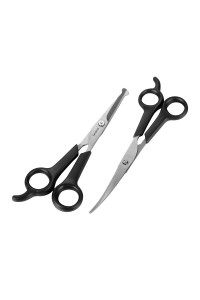 Chibuy Pet Grooming Scissors Set Ball Tip Eye Cut Scissors and Curved Shears, Professional Home Pets grooming Tools Kit for Dogs and Cats