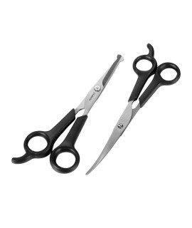 Chibuy Pet Grooming Scissors Set Ball Tip Eye Cut Scissors and Curved Shears, Professional Home Pets grooming Tools Kit for Dogs and Cats