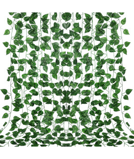 REcUTMS 86 FT Artificial Ivy Fake greenery Leaf garland Plants Vine Foliage Flowers Hanging for Wedding Party garden Home Kitchen Office Wall Decoration(12 Pack-03)