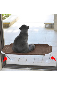 LSAIFATER 360 All Around Cat Window Perch for Ultimate Sunbathing Experience with Lower Support Safety Alloy Steel, Comfortable Cat Hammock Window Seat, Give Your Cat The Best View (L, Brown)