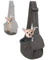 SlowTon Dog Carrier Sling - Hard Bottom Support Dog Carriers for Small Dogs with Adjustable Padded Shoudler Strap, Dog Purse for Puppy Cat Pet with Drawstring Opening Storage Zipper Pockets (Grey)
