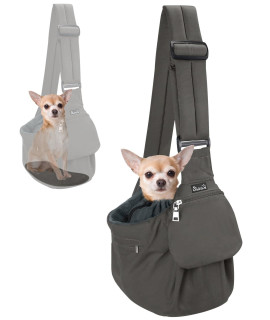 SlowTon Dog Carrier Sling - Hard Bottom Support Dog Carriers for Small Dogs with Adjustable Padded Shoudler Strap, Dog Purse for Puppy Cat Pet with Drawstring Opening Storage Zipper Pockets (Grey)