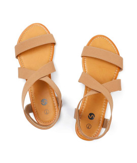 Rekayla Elastic Ankle Wrap Flat Sandals for Women New Brown 065