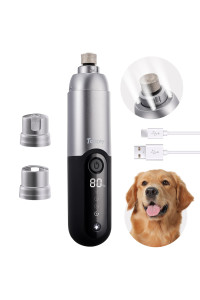 Toozey Dog Nail Grinder with LED Light, Professional 2-Speed Electric Pet Nail Trimmer with 2 Grinding Wheels, Rechargeable Quiet Dog Nail File Painless Paws Grooming for Small Medium Large Dog & Cat
