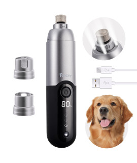 Toozey Dog Nail Grinder with LED Light, Professional 2-Speed Electric Pet Nail Trimmer with 2 Grinding Wheels, Rechargeable Quiet Dog Nail File Painless Paws Grooming for Small Medium Large Dog & Cat