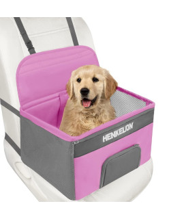 Henkelion Small Dog Car Seat, Dog Booster Seat for Car Front Seat, Pet Booster Car Seat for Small Dogs Medium Dogs Within 30 lbs, Reinforced Dog Car Booster Seat Harness with Seat Belt - Pink