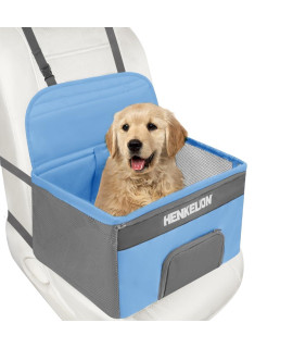 Henkelion Small Dog Car Seat, Dog Booster Seat for Car Front Seat, Pet Booster Car Seat for Small Dogs Medium Dogs Within 30 lbs, Reinforced Dog Car Booster Seat Harness with Seat Belt - Blue